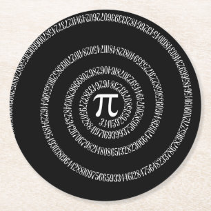 Dessous De Verre Rond Spirale pour numéros Pi sur noir