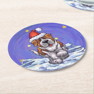 Dessous De Verre Rond St. Bernard Christmas