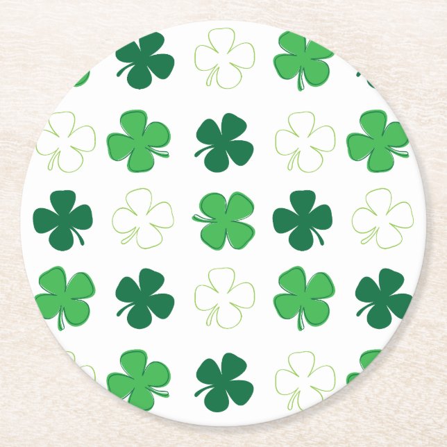 Dessous De Verre Rond St Patrick Day Irlandais Shamrocks verts (Devant)
