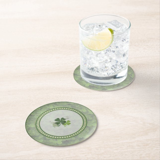 Dessous De Verre Rond St. Patrick's Day Shamrock (En situation)