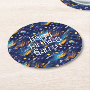 Dessous De Verre Rond Stars Night Sky Anniversaire