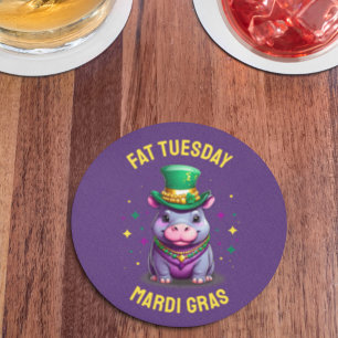 Dessous De Verre Rond Sticker en gros Mardi Gras Mardi Hippo