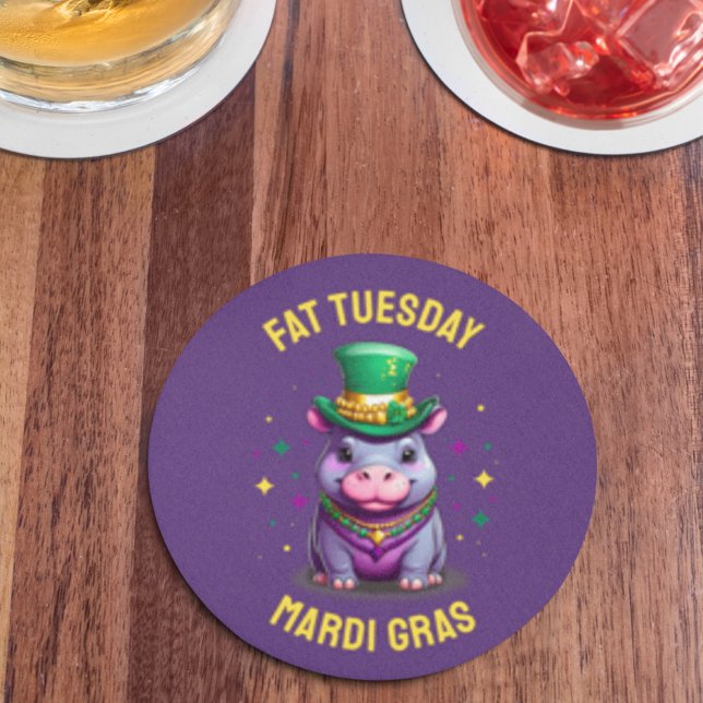 Dessous De Verre Rond Sticker en gros Mardi Gras Mardi Hippo (Créateur téléchargé)