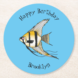 Dessous De Verre Rond Striped angelfish cartoon