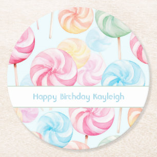 Dessous De Verre Rond Sucreries délicieuses Lollipops Anniversaire fanta