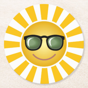 Dessous De Verre Rond Sun de sourire heureux