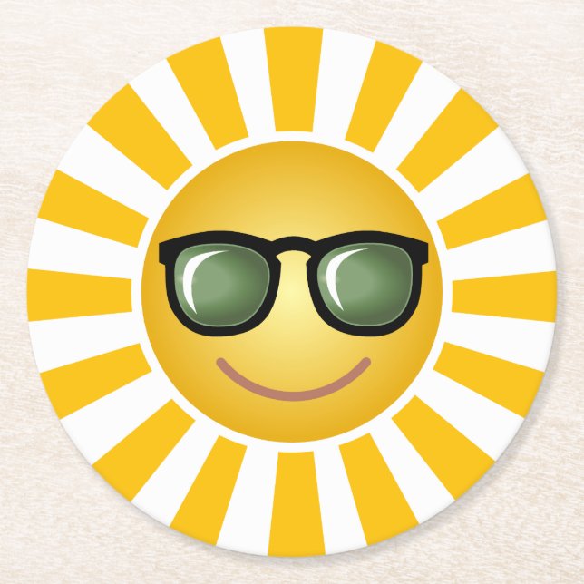 Dessous De Verre Rond Sun de sourire heureux (Devant)