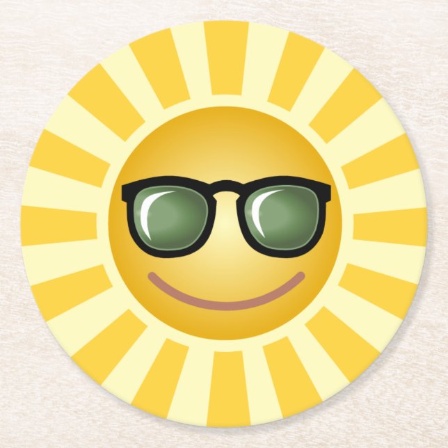Dessous De Verre Rond Sun fait sur commande (Devant)