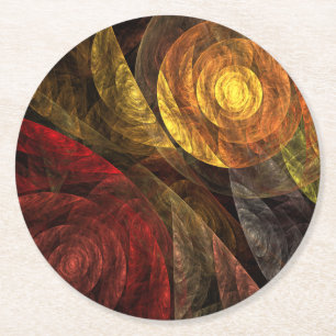 Dessous De Verre Rond Sun Flower Floral Moderne Art Motif Abstrait