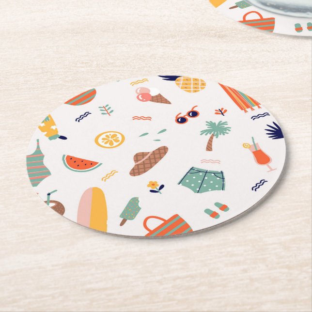 Dessous De Verre Rond Sunny Beach Fun Motif (Incliné)