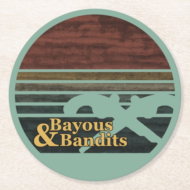 Dessous De Verre Rond Sunset rétro Bayous & Bandits  (Devant)