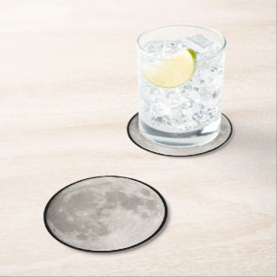 Dessous De Verre Rond Superlune dans le ciel noir