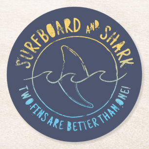 Dessous De Verre Rond Surf Et Requin Drôle Surfer Surf Été