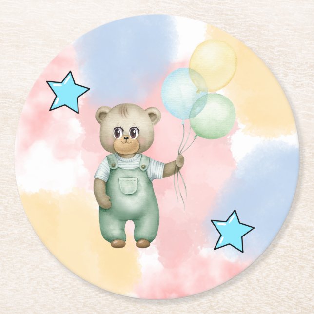 Dessous De Verre Rond Sweet green baby bear  (Devant)
