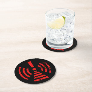 Dessous De Verre Rond Symbole d'avertissement de rétention d'énergie rét