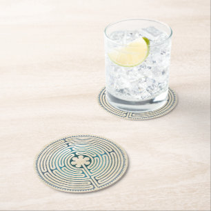 Dessous De Verre Rond Symbole de géométrie sacrée - Chartres Labyrinthe 