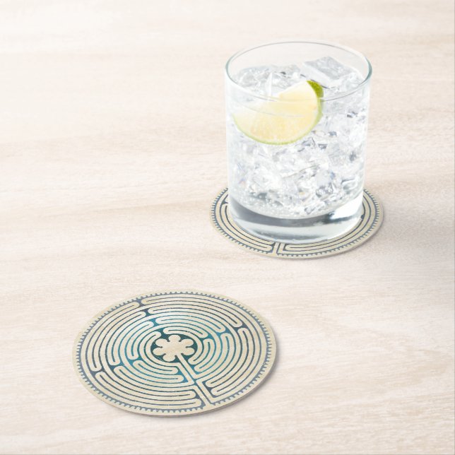Dessous De Verre Rond Symbole de géométrie sacrée - Chartres Labyrinthe  (En situation)