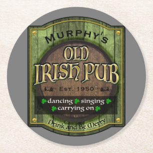 Dessous De Verre Rond Symbole de pub irlandais personnalisé