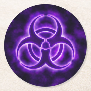 Dessous De Verre Rond Symbole de risque biologique pourpre
