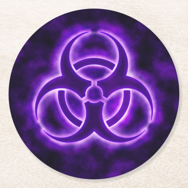 Dessous De Verre Rond Symbole de risque biologique pourpre (Devant)