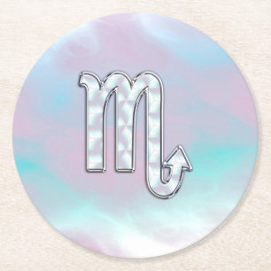 Dessous De Verre Rond Symbole Scorpio Zodiac en style perle