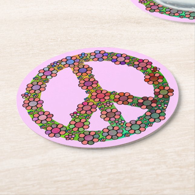 Dessous De Verre Rond SYMBOLE SYMBOLE FLEURI Pink (Incliné)