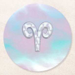 Dessous De Verre Rond Symbole zodiaque de la Mère de style perle