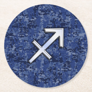 Dessous De Verre Rond Symbole zodiaque Sagittarius MarineCamouflage numé