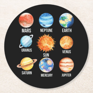 Dessous De Verre Rond Systèmes solaires Planètes Science Terre