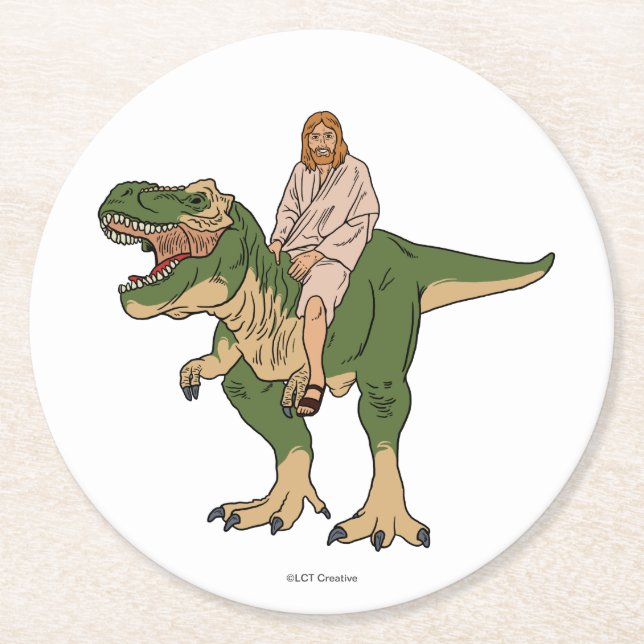 Dessous De Verre Rond T-Rex de Jésus (Devant)