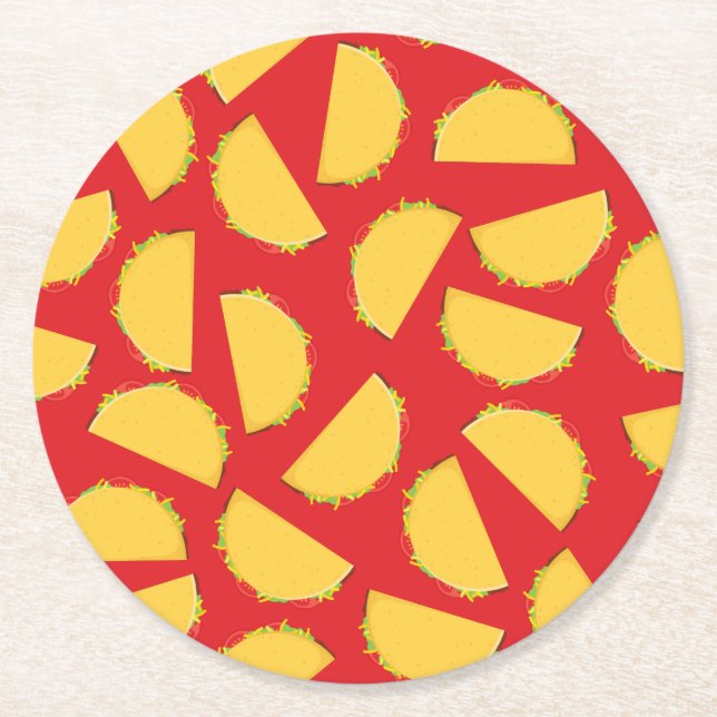 Dessous De Verre Rond Taco Anniversaire Fête Nourriture Mexicaine (Devant)