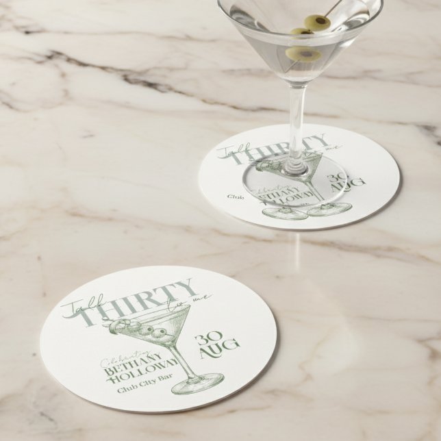 Dessous De Verre Rond Talk Thirty To Me Martini Cocktail 30th Birthday (Celebrate the big 3-0 with this stylish Talk Thirty To Me Martini Cocktail 30th Birthday Coaster! )