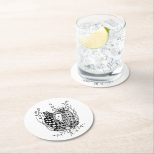 Dessous De Verre Rond Tangle Art : Design floral, ovale -