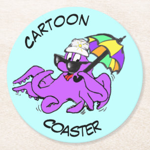 Dessous De Verre Rond Tapis de souris Cartoon : Tapis de souris pieuvre