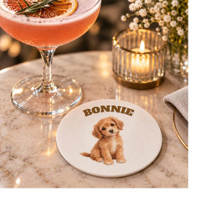 Dessous De Verre Rond Tapis de souris photo de chien personnalisé | Cade