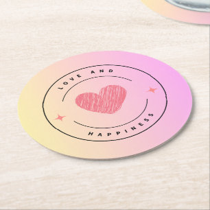 Dessous De Verre Rond Tapis de verre Boisson Amour & Bonheur