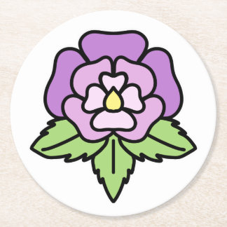 Dessous De Verre Rond Tapisserie Fleur Violette
