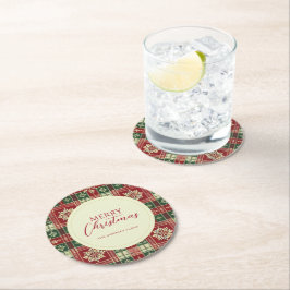 Dessous De Verre Rond Tartan de Noël Plaid Rustique