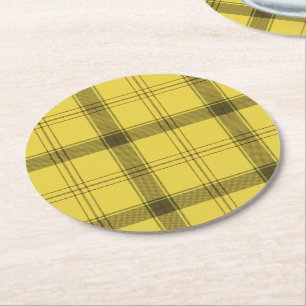 Dessous De Verre Rond Tartan jaune écossais