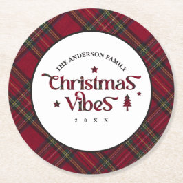 Dessous De Verre Rond Tartan Treasures : Vibes de Noël rétro