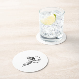 Dessous De Verre Rond Tasse vintage en papier de l'amour de chérubin Cup