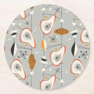 Dessous De Verre Rond Teal géométrique et motif bleu