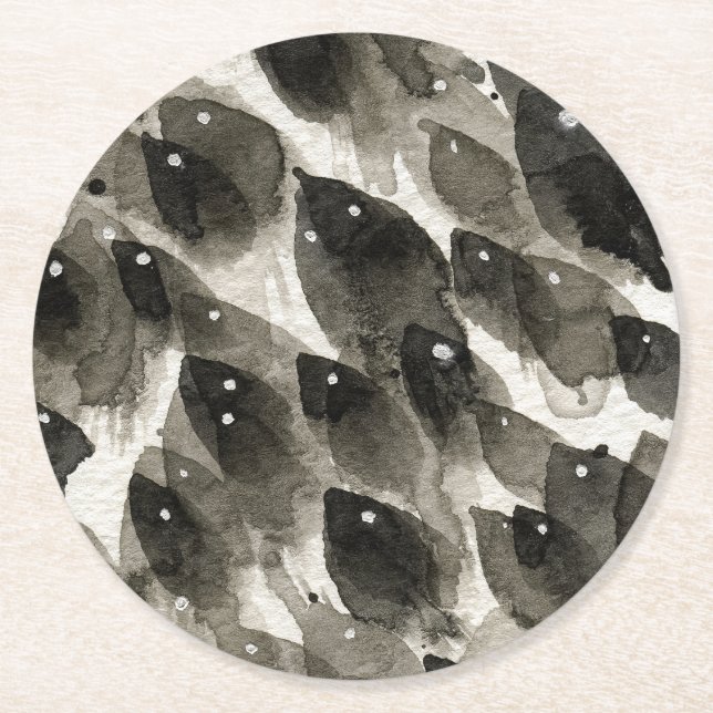Dessous De Verre Rond Tempête de poissons (Devant)