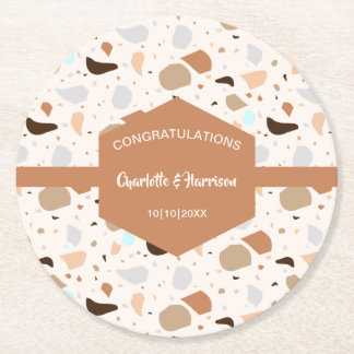 Dessous De Verre Rond Terrazzo Abstrait Terre Moderne