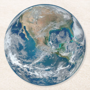 Dessous De Verre Rond Terre Pleine Montrant L'Amérique Du Nord Et Le Mex