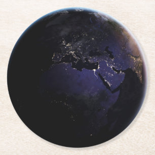 Dessous De Verre Rond Terre Pleine Montrant Les Lumières De La Ville D'E