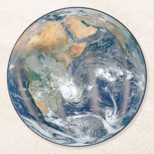 Dessous De Verre Rond Terre Pleine Montrant L'Hémisphère Est.
