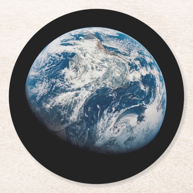 Dessous De Verre Rond Terre Tirée De L'Aollo 8 Spacecraft. (Devant)