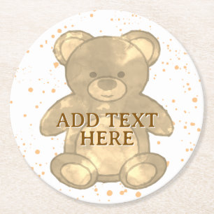 Dessous De Verre Rond Texte personnalisé de l'ours en peluche
