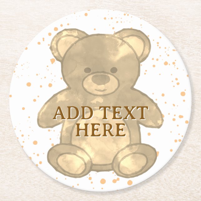 Dessous De Verre Rond Texte personnalisé de l'ours en peluche (Devant)